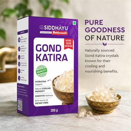 Baidyanath Asli Ayurved Gond Katira Pure (Edible Gum) 200G Tragacanth Gum | High Cooling Properties