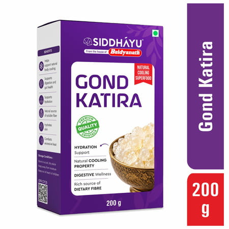 Baidyanath Asli Ayurved Gond Katira Pure (Edible Gum) 200G Tragacanth Gum | High Cooling Properties