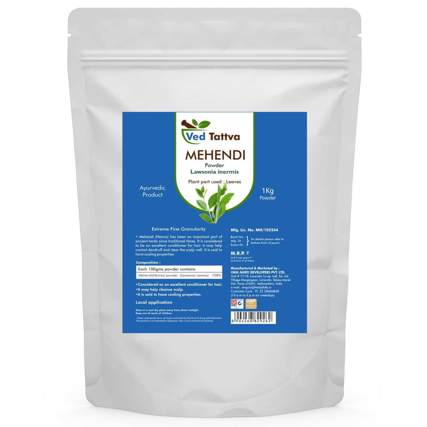 Ved Tattva Mehandi Powder - 1 Kg (pack Of 5)