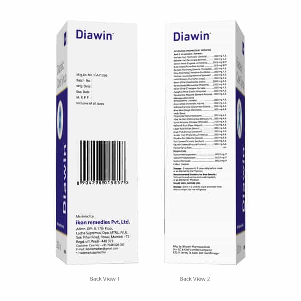 Diawin Syrup 200 Ml | To Manage Diabetes & Blood Glucose Level (Pack Of 2)