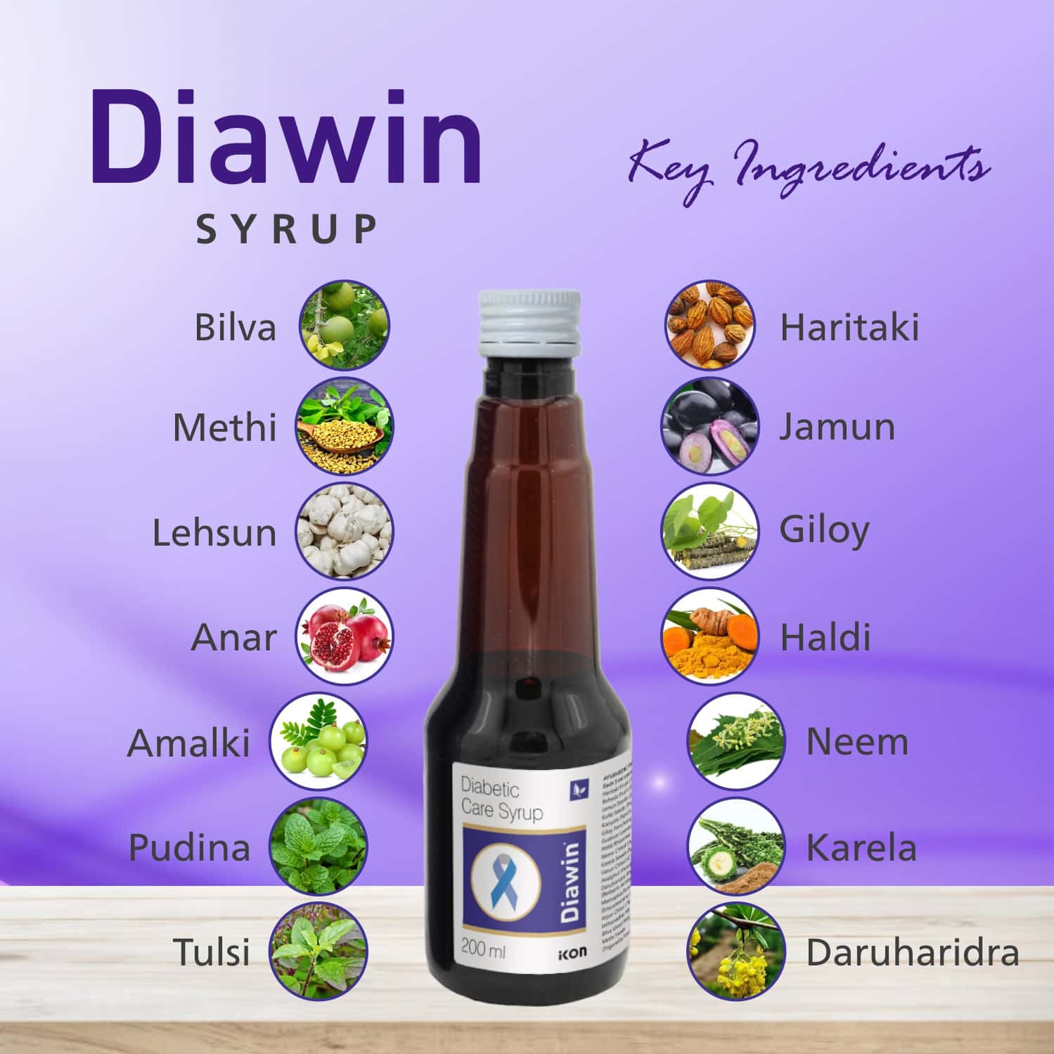 Buy DIAWIN SYRUP 200 ML TO MANAGE DIABETES & BLOOD GLUCOSE LEVEL