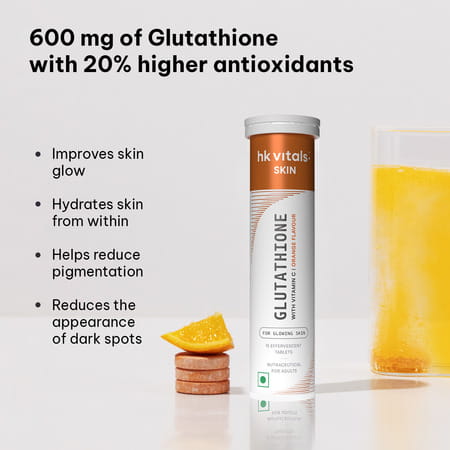 Hk Vitals Veg Collagen Supplement (Orange | 120g) & Glutathione (Orange | 15 Effervescent
