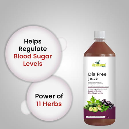 Ayumcure Dia Free Juice | Blood Sugar Control | With Karela Jamun Amla Giloy Tulsi & More | 1ltr