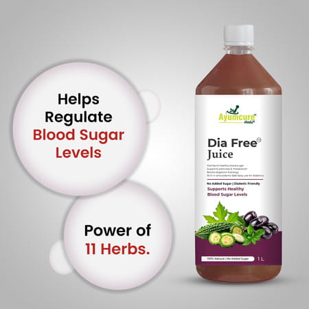 Ayumcure Dia Free Juice | Blood Sugar Control | With Karela Jamun Amla Giloy Tulsi & More | 1ltr