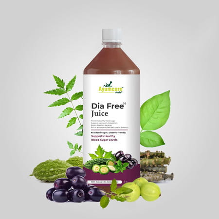 Ayumcure Dia Free Juice | Blood Sugar Control | With Karela Jamun Amla Giloy Tulsi & More | 1ltr