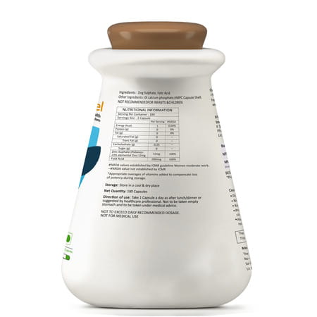 Myfitfuel Zinc + Folic Acid (100% Rda Recommendation) | 180 Capsules
