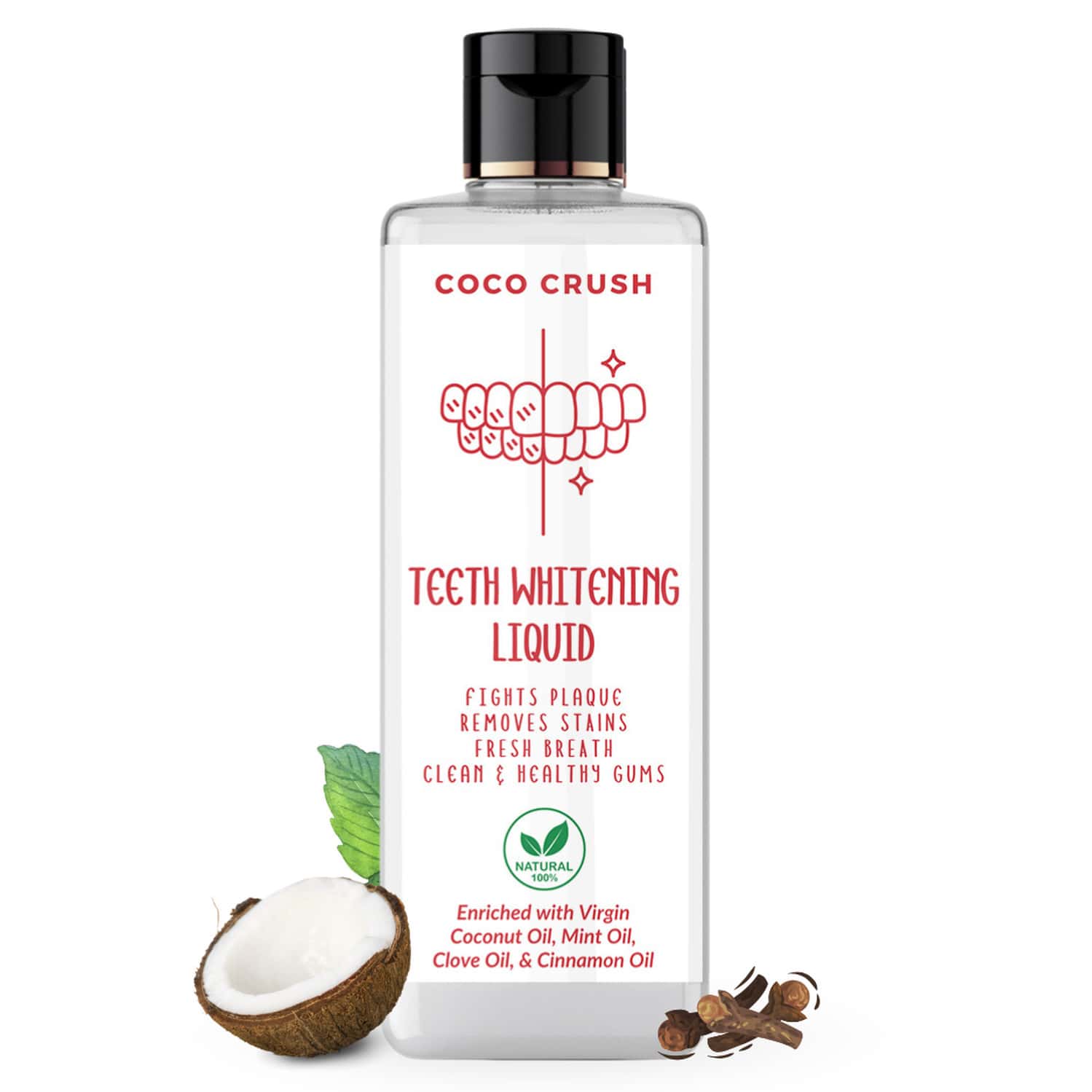 Coco Crush Ayurvedic Teeth Whitening Liquid | 100% Natural - 200ml