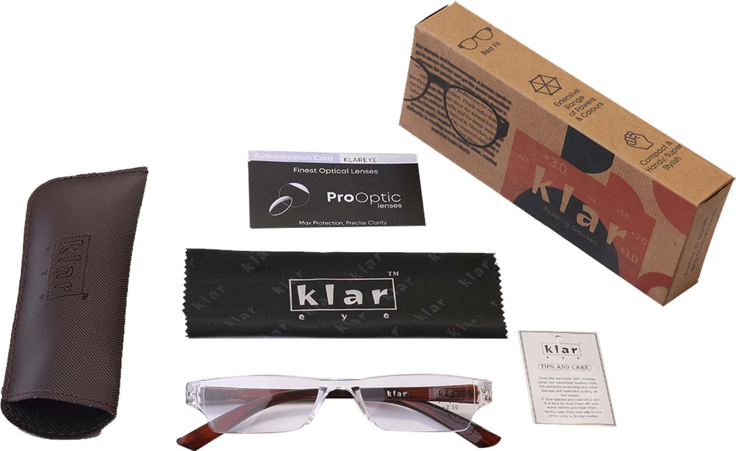 Klar Eye Rectangle Rimless Power Reading Glasses Men And Women Powers +1 To +3.50+1.75 Power Black