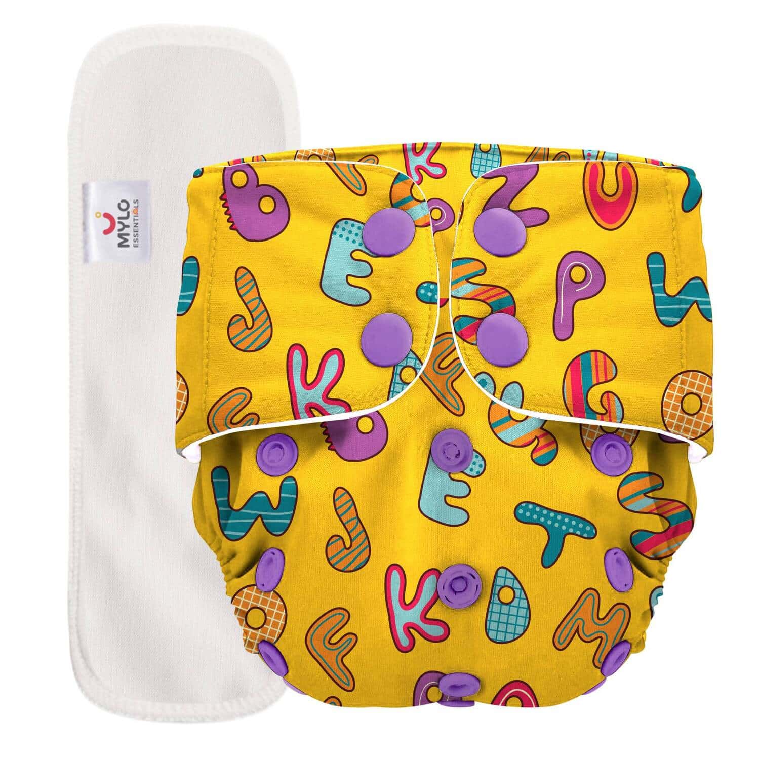 Mylo Adjustable & Reusable Cloth Diaper - Abc Print - Pack Of 1