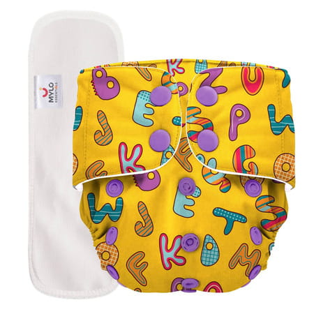 Mylo Adjustable & Reusable Cloth Diaper - Abc Print - Pack Of 1