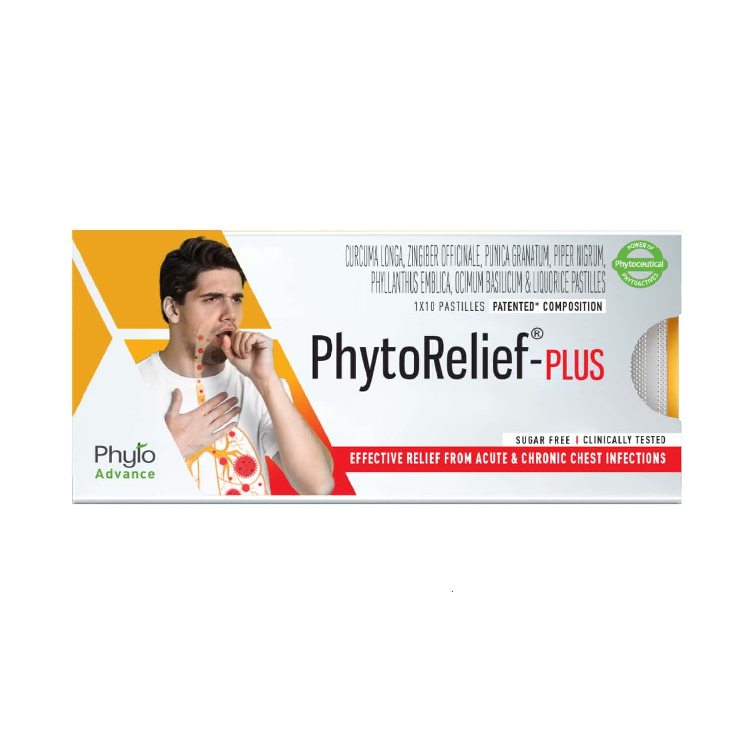 Phytoadvance Phytorelief-plus - Effective Relief From Acute & Chronic Chest Infections (10 Pastille)