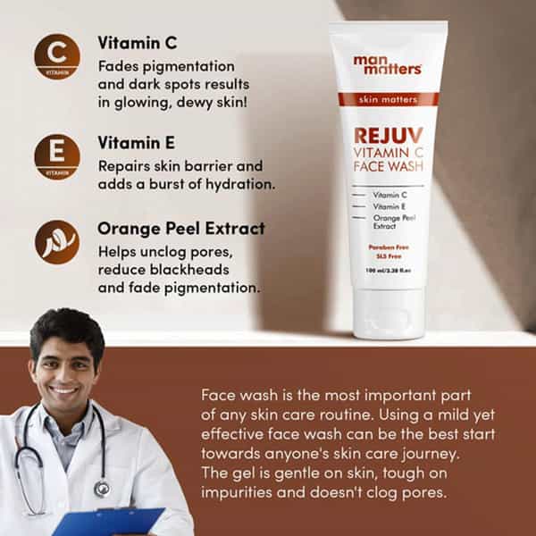Man Matters Rejuv Vitamin C Facewash For Nourished And Glowing Skin (100 Ml)