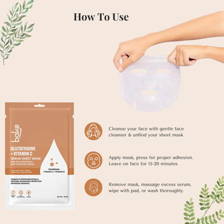 Bake L-Glutathione + Vitamin C Sheet Mask For Bright & Glow Skin