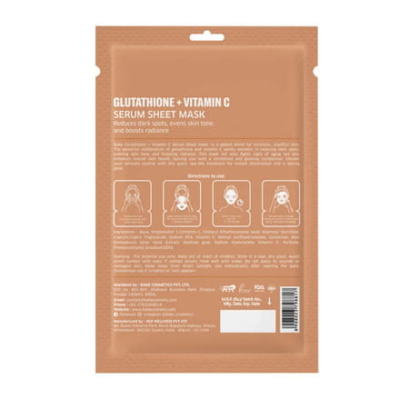 Bake L-Glutathione + Vitamin C Sheet Mask For Bright & Glow Skin