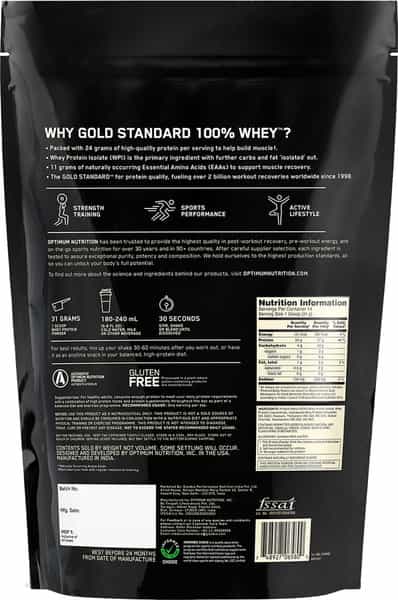 Optimum Nutrition (On) Gold Standard 100% Whey Protein Vanilla Ice Cream Flavour 454Gm Powder