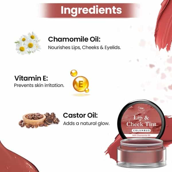 Tnw The Natural Wash Columbus Lip & Cheek Tint | With Chamomile Oil & Castor Oil- 5 G