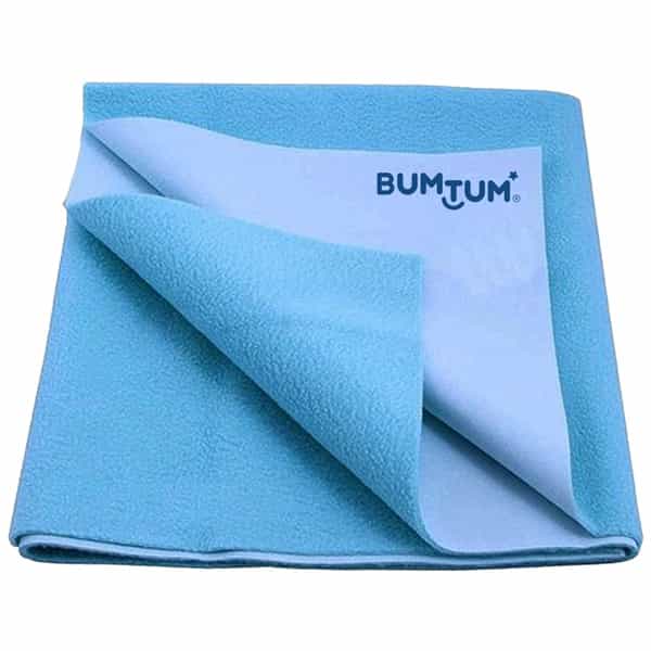 Bumtum Dry Sheet Instadry Leakproof Baby Bed Protector ( Aqua Blue Large Size 100*140Cm | Pack Of 1)