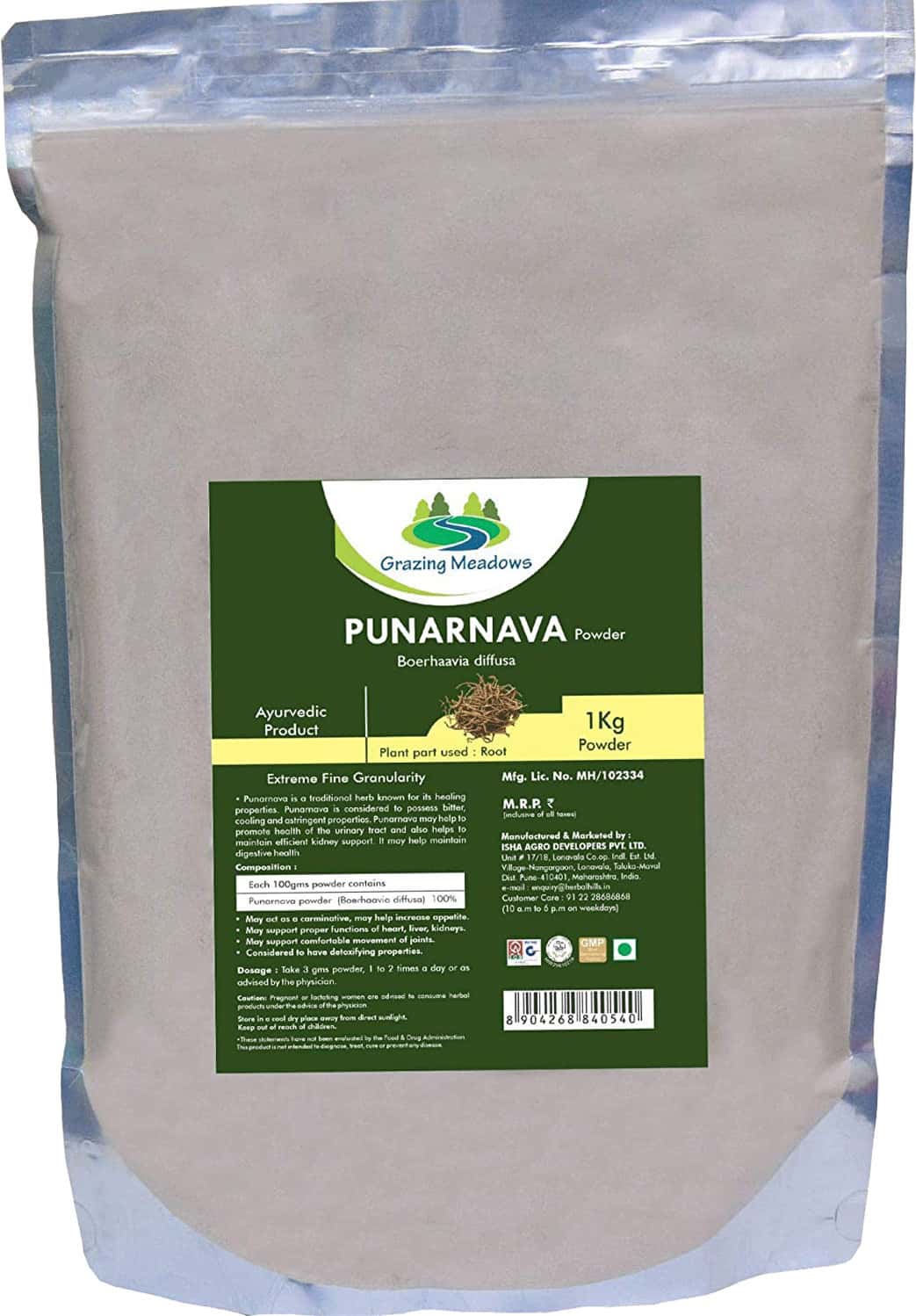 Grazing Meadows Punarnava Powder - 1 Kg (Pack Of 5)