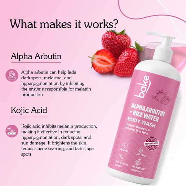 Bake Alpha Arbutin + Rice Water Body Wash | Brightening & Hydrating Cleanser | 500Ml