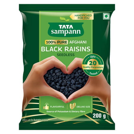 Tata Sampann 100% Pure Afghani Black Raisins Seedless/Kali Kishmish| 200g