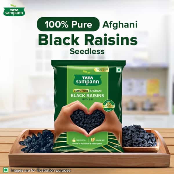 Tata Sampann 100% Pure Afghani Black Raisins Seedless/Kali Kishmish| 200G