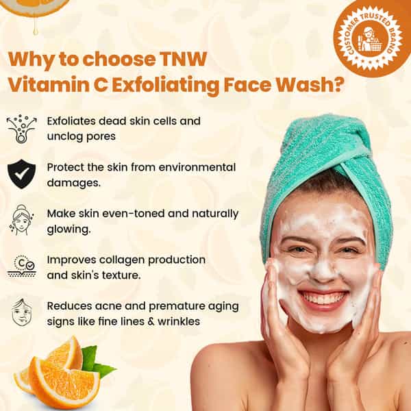 Tnw The Natural Wash Vitamin C Exfoliating Face Wash For Refreshed Toned & Glowing Face - 100 Ml