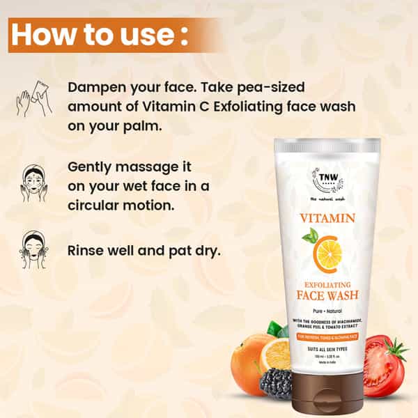 Tnw The Natural Wash Vitamin C Exfoliating Face Wash For Refreshed Toned & Glowing Face - 100 Ml