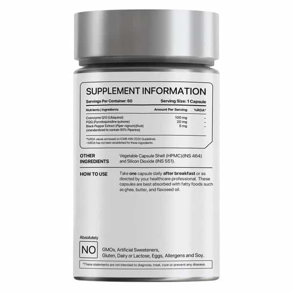 Decode Age Coq10 Ubiquinol Supplement | 99% Pure Coenzyme Q10 With Piperine | 100Mg | Veg - 60N