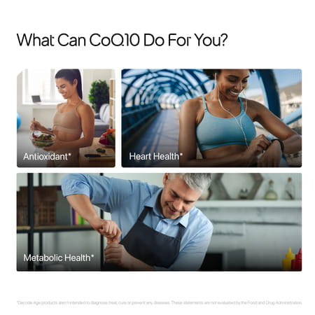 Decode Age Coq10 Ubiquinol Supplement | 99% Pure Coenzyme Q10 With Piperine | 100mg | Veg - 60n