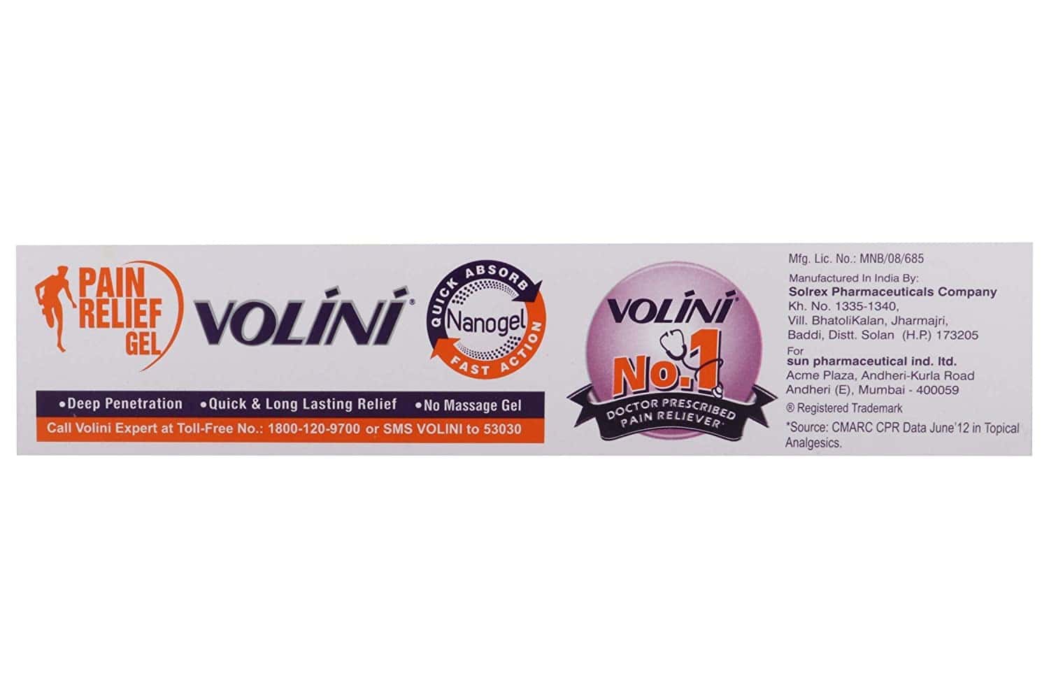 Buy Volini Pain Relief Gel Tube Of 100 G Online & Get Upto 60 OFF at