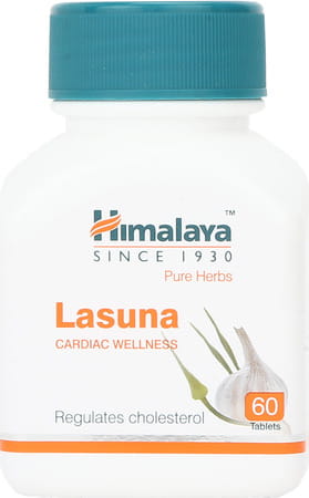 Himalaya Lasuna Cardiac Wellness | Garlic | Regulates Cholesterol | Tablets | 60 No'S
