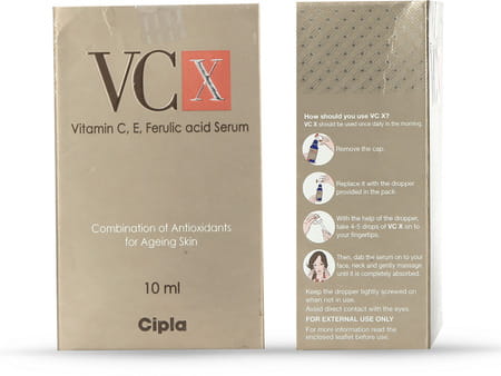 Vc X Vitamin C|E & Ferulic Acid Serum | Antioxidant Face Care Product For Ageing & Dull Skin 10 Ml