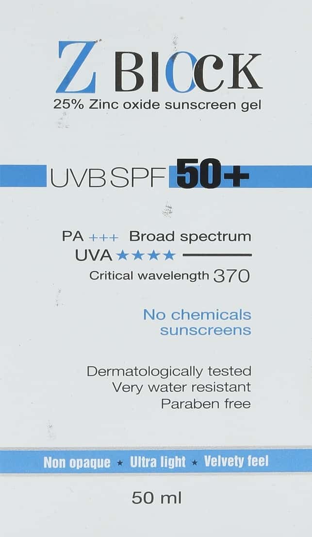 Buy Z BLOCK 25 ZINC OXIDE SUNSCREEN GEL, SPF 50+ 50 ML Online
