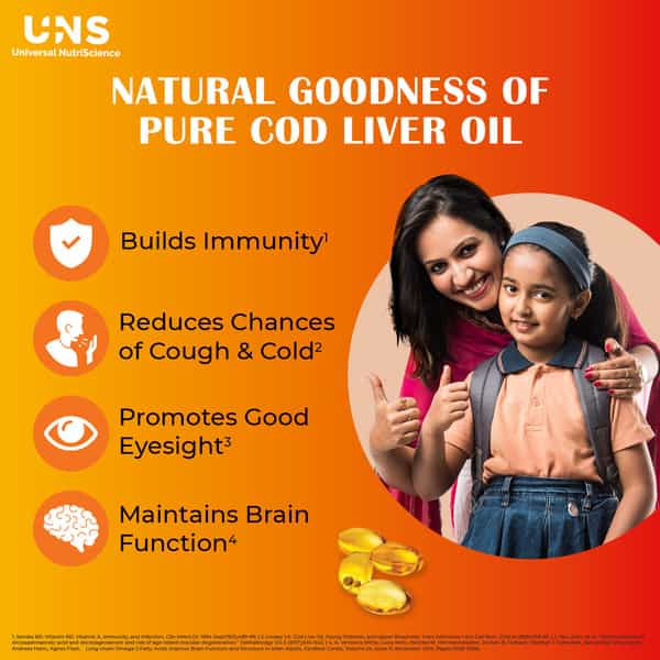Seacod Pure Cod Liver Oil Capsules 300Mg With Omega 3 | Vitamin A & D | For Kid & Adult 110 Softgels