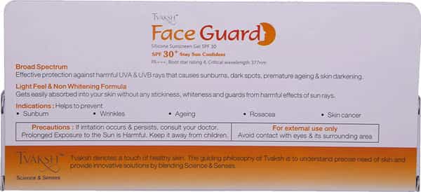 Tvaksh Face Guard Silicone Sunscreen Gel | Spf 30+ Pa+++ | 30 Gm