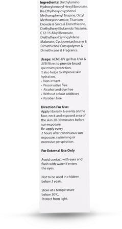 Acne Uv Advanced Light Protection Spf 30+ Pa+++ Sunscreen Gel 30 Gm