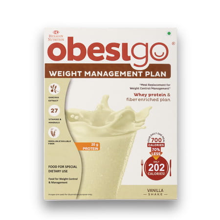 Obesigo | Best Meal Replacement Shake For Weight Loss (350gm | 7 Sachets - Weekly | Vanilla Flavour)
