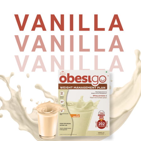 Obesigo | Best Meal Replacement Shake For Weight Loss (350gm | 7 Sachets - Weekly | Vanilla Flavour)
