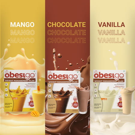 Obesigo | Best Meal Replacement Shake For Weight Loss (350gm | 7 Sachets - Weekly | Vanilla Flavour)