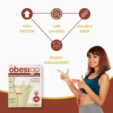 Obesigo | Best Meal Replacement Shake For Weight Loss (350gm | 7 Sachets - Weekly | Vanilla Flavour)