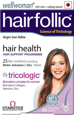 Wellwoman Hairfollic Hair Supplement Gluten Free With 25 Bio-Nutrients Tablets 30 Nos