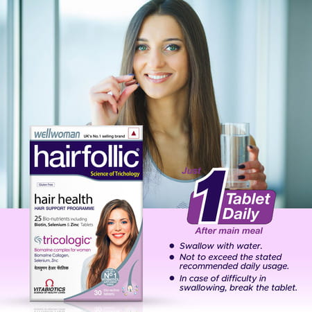 Wellwoman Hairfollic Hair Supplement Gluten Free With 25 Bio-Nutrients Tablets 30 Nos