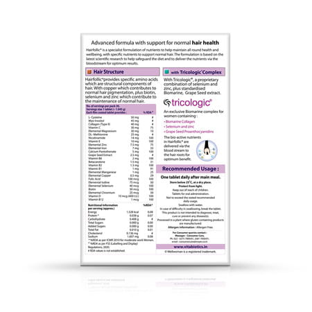 Wellwoman Hairfollic Hair Supplement Gluten Free With 25 Bio-Nutrients Tablets 30 Nos