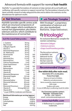 Wellwoman Hairfollic Hair Supplement Gluten Free With 25 Bio-Nutrients Tablets 30 Nos