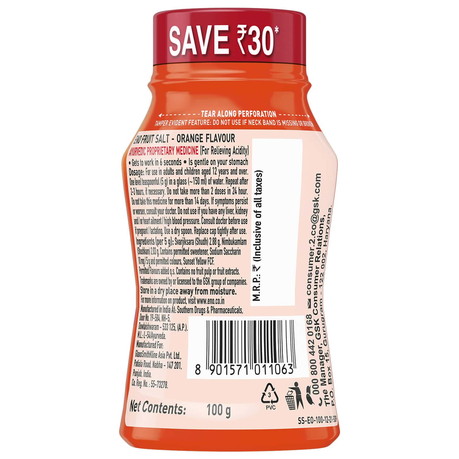 Buy ENO FRUIT SALT ORANGE POWDER 100GM Online & Get Upto 60 OFF at PharmEasy