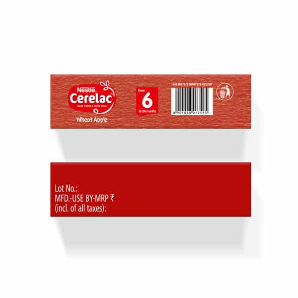Nestle Cerelac Baby Cereal With Milk Wheat Apple From 6 Months 300G Bag-In-Box Pack