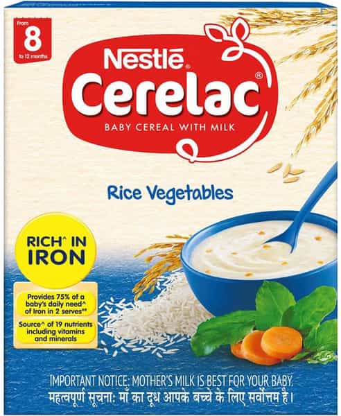 Nestle Cerelac Baby Cereal With Milk Rice Vegetables From 8 Months 300G Bag-In-Box Pack