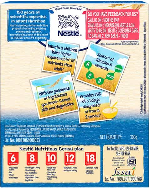 Nestle Cerelac Baby Cereal With Milk Rice Vegetables From 8 Months 300G Bag-In-Box Pack