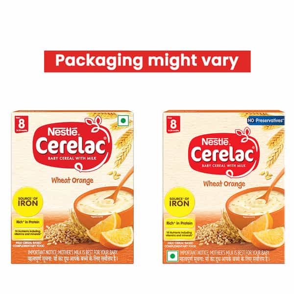 Nestle Cerelac Wheat Orange | No Preservatives | 8 To 24 Months | 300 G