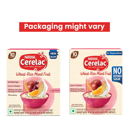 Nestle Cerelac Baby Cereal |No Refined Sugar | Wheat Rice Mixed Fruit From 10 - 24 Months Box 300 Gm